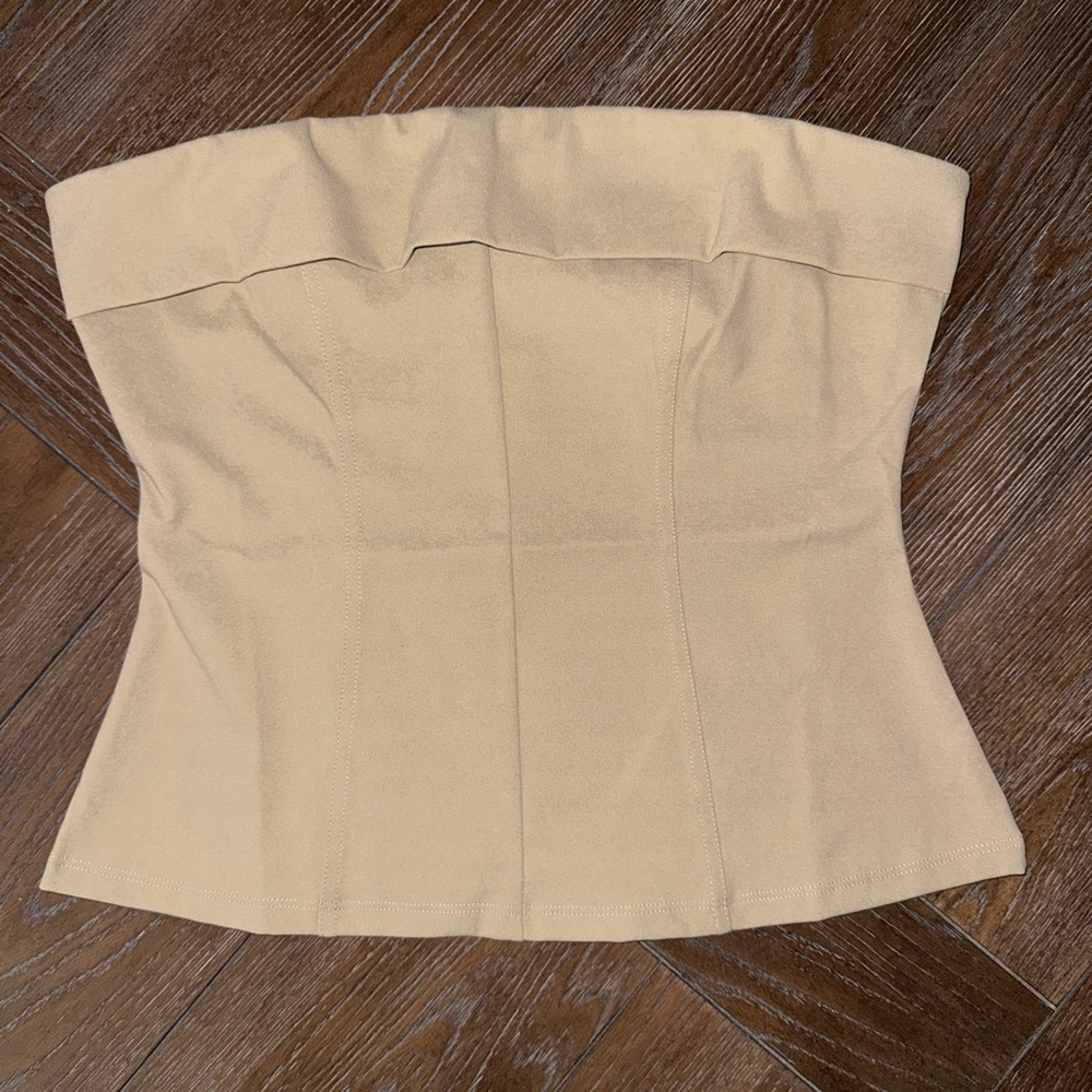 Divided Beige Off-Shoulder Crop Top